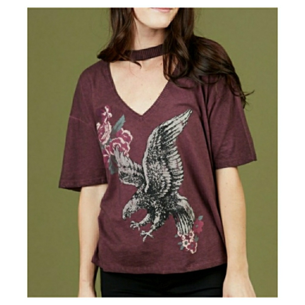 Altar’d State Distressed Purple Choker Loose Crop